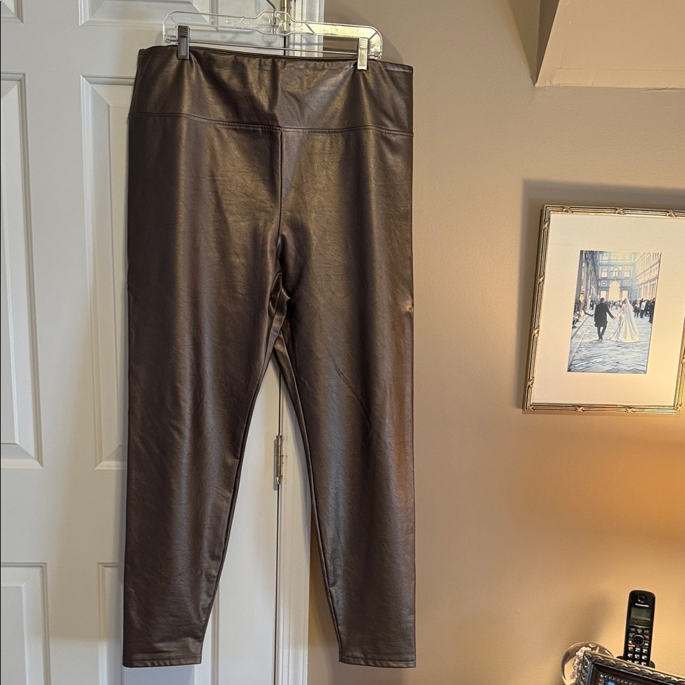 Bronze/Gold Metallic Faux Leather Leggings
